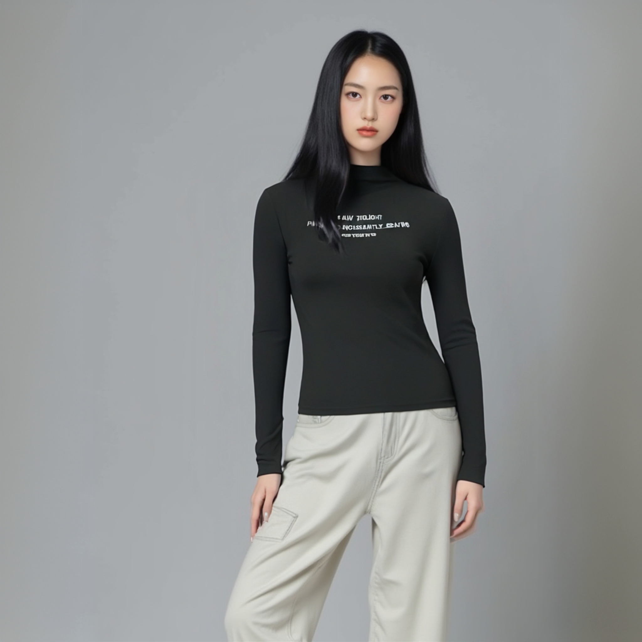 （013）常规长袖半高领常规款休闲速干运动