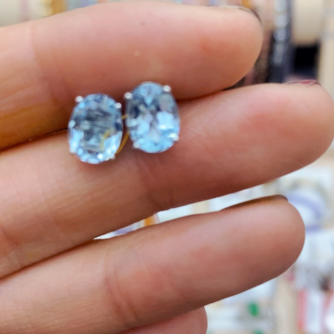 托帕石耳饰银S925镶嵌