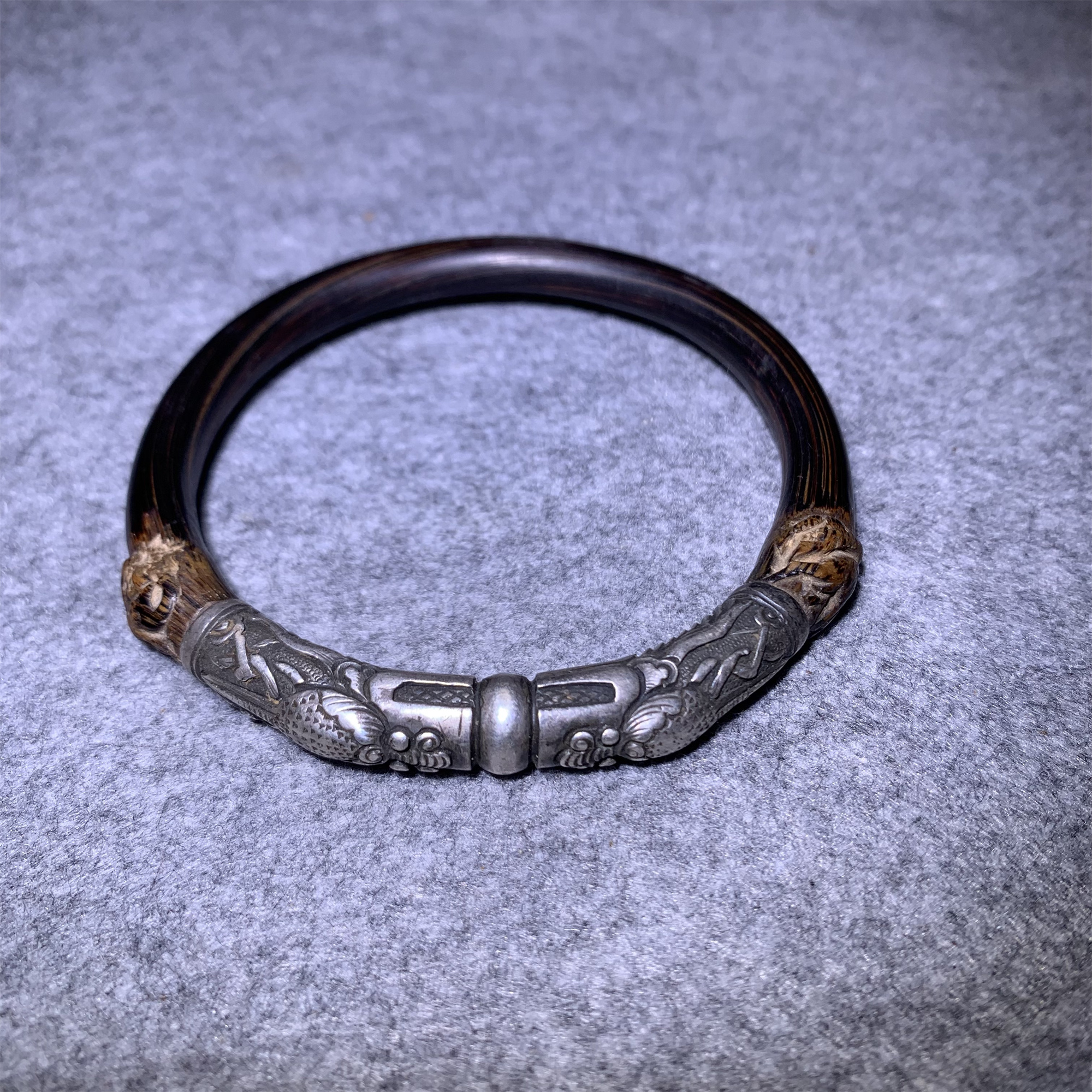 清代鸡血藤包银镯/山东省传承文物商店库出7103