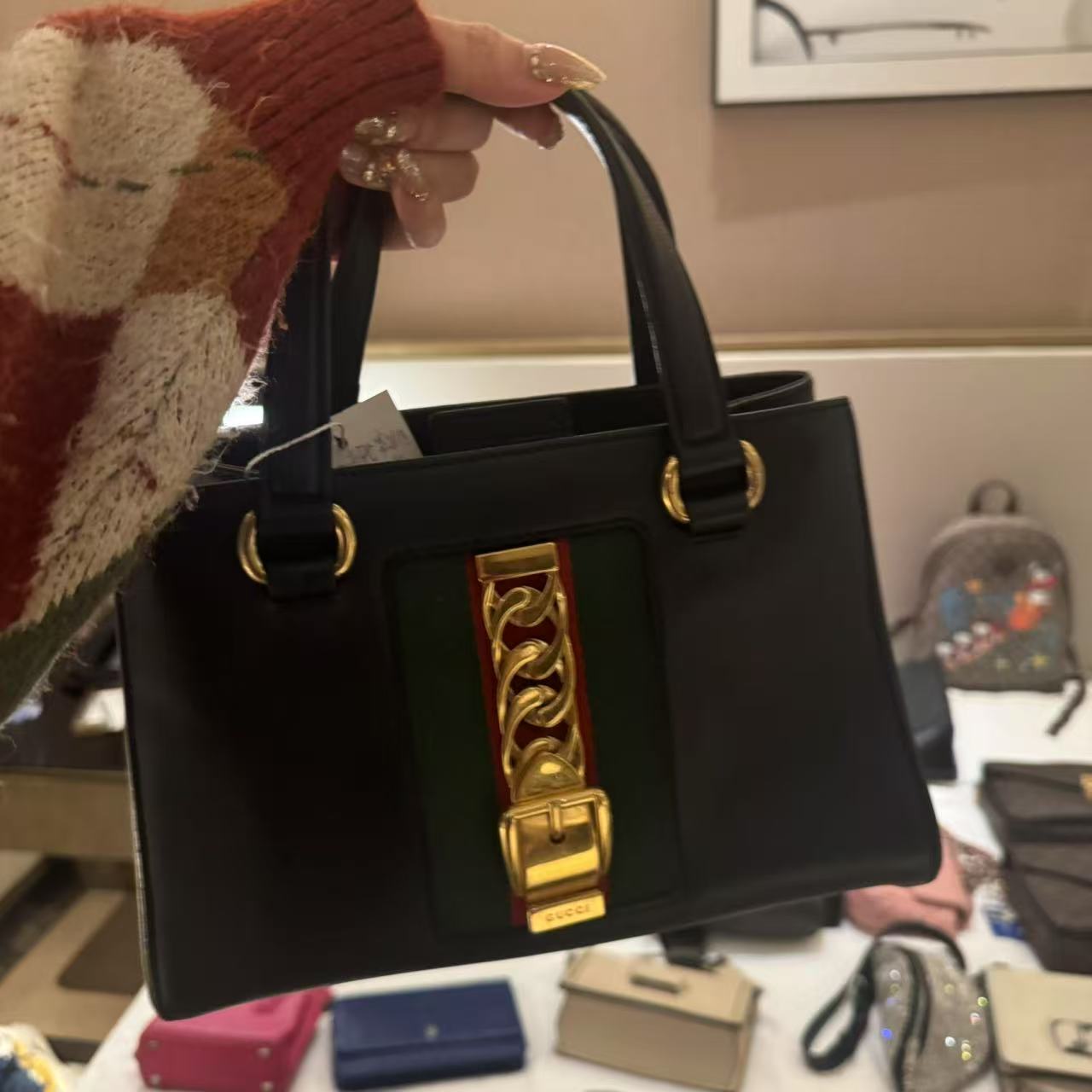 95新 GUCCI/古驰 伦老板/95新/古驰金链手提