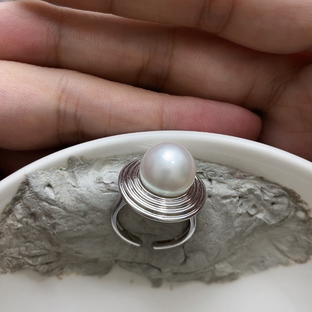 阿***啊戒指海水珍珠银S925镶嵌