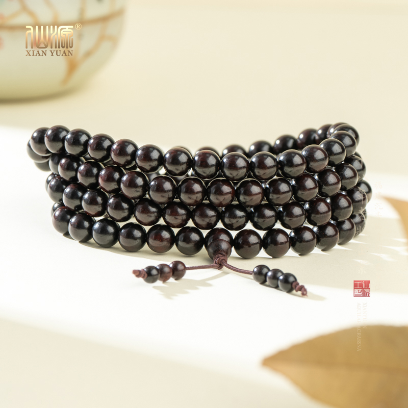 小叶紫檀高油高密8mm*108颗多圈手串