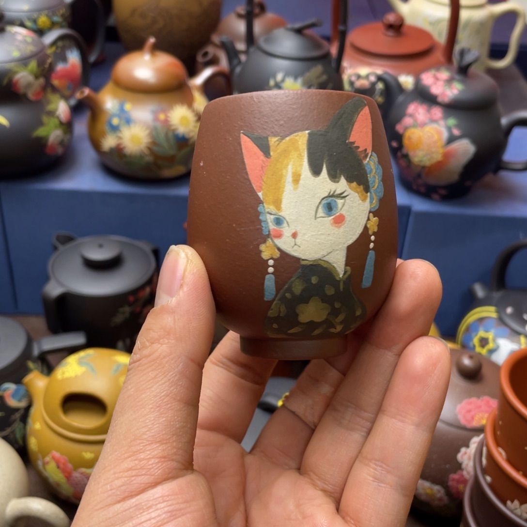 茶杯红泥紫砂主人杯100cc