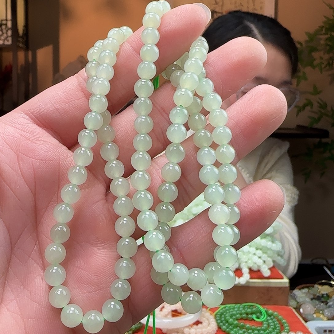 和田玉手串未镶嵌卡4mm