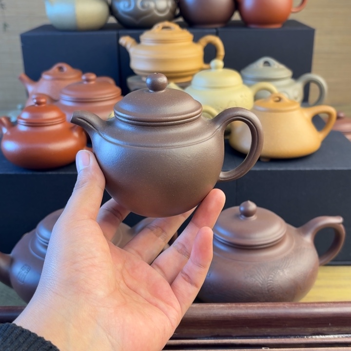 紫泥茶壶孤品有点封釉天青半手电窑