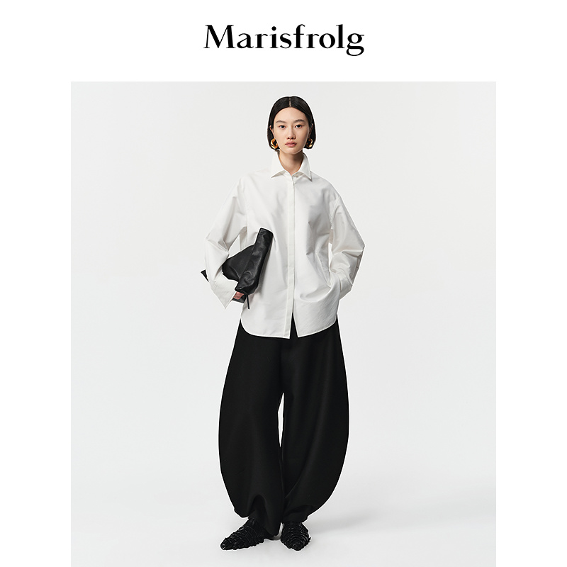 Marisfrolg玛丝菲尔25年新款白色气质显瘦经典百搭衬衫A1FZ42939