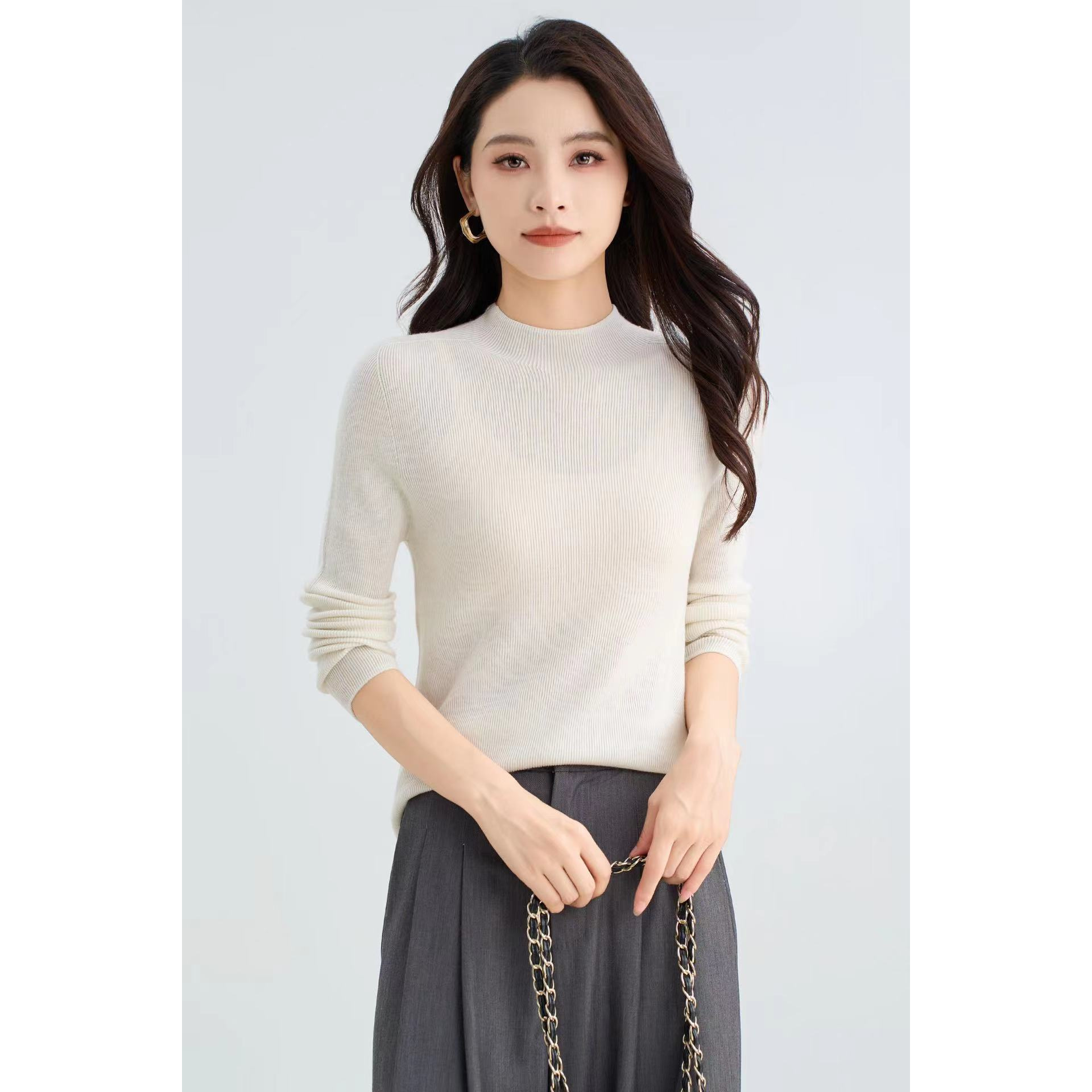 【一线成衣】秋冬打底衫毛衣针织衫羊毛半高领上衣长袖时尚百搭