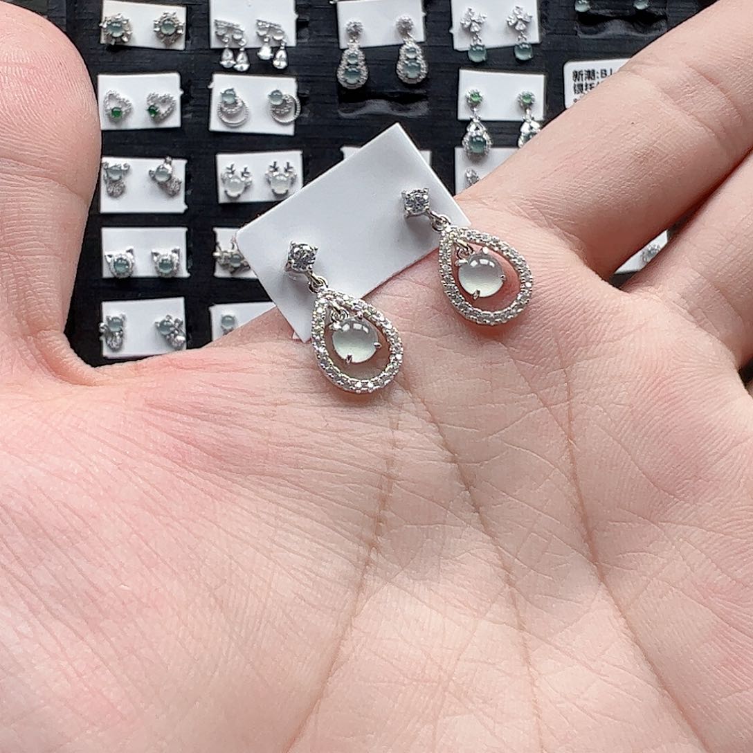 翡翠手链银S925镶嵌天然翡翠