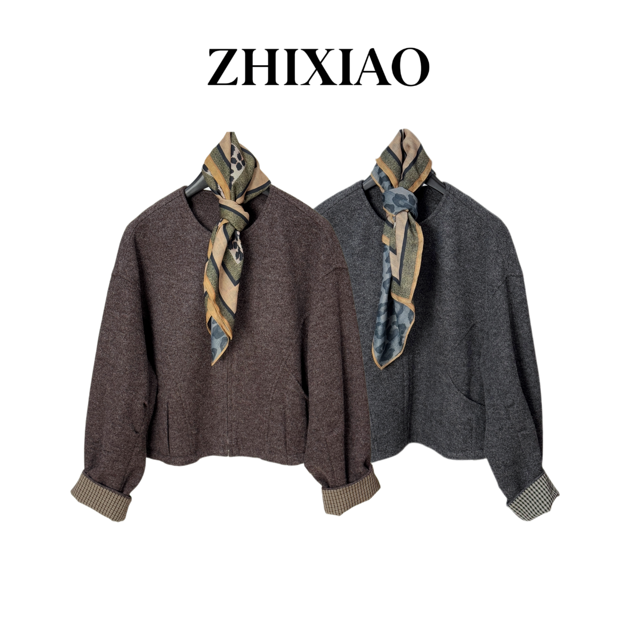 【ZHIXIAO】秋冬新款：毛呢拉链外套2206-2