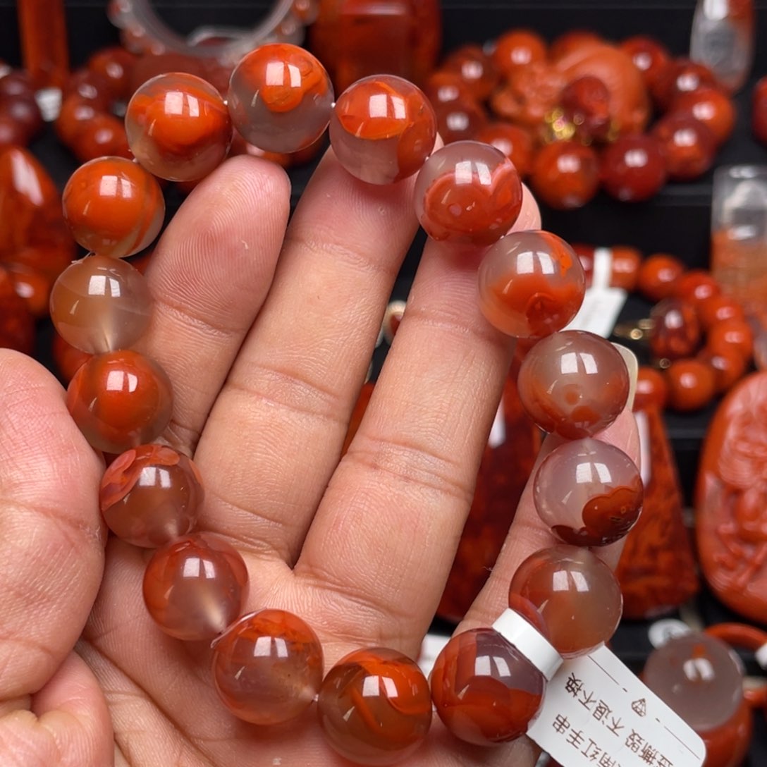 南红玛瑙未镶嵌珠宝奇石单圈13