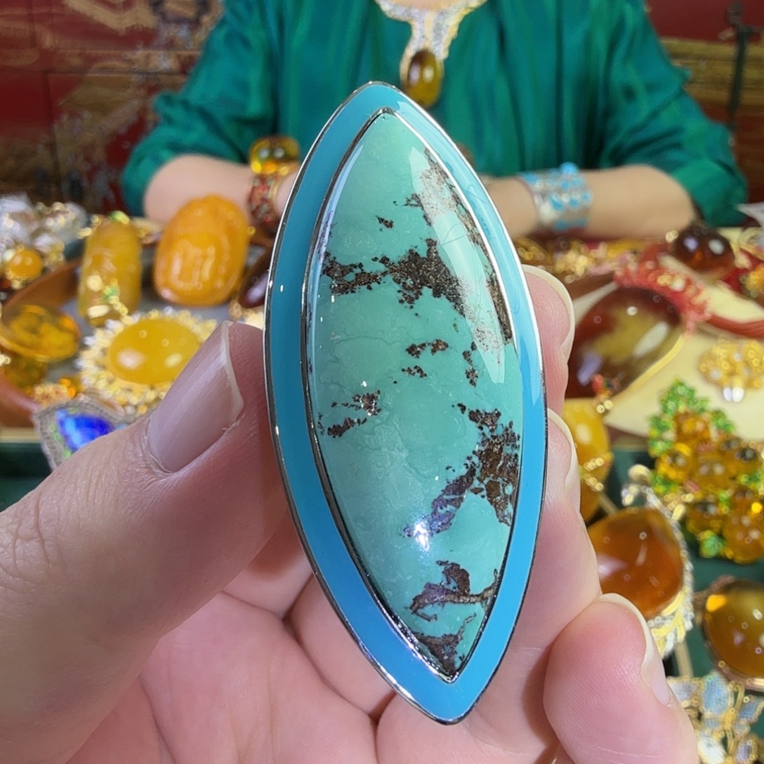 绿松石银S925镶嵌戒指