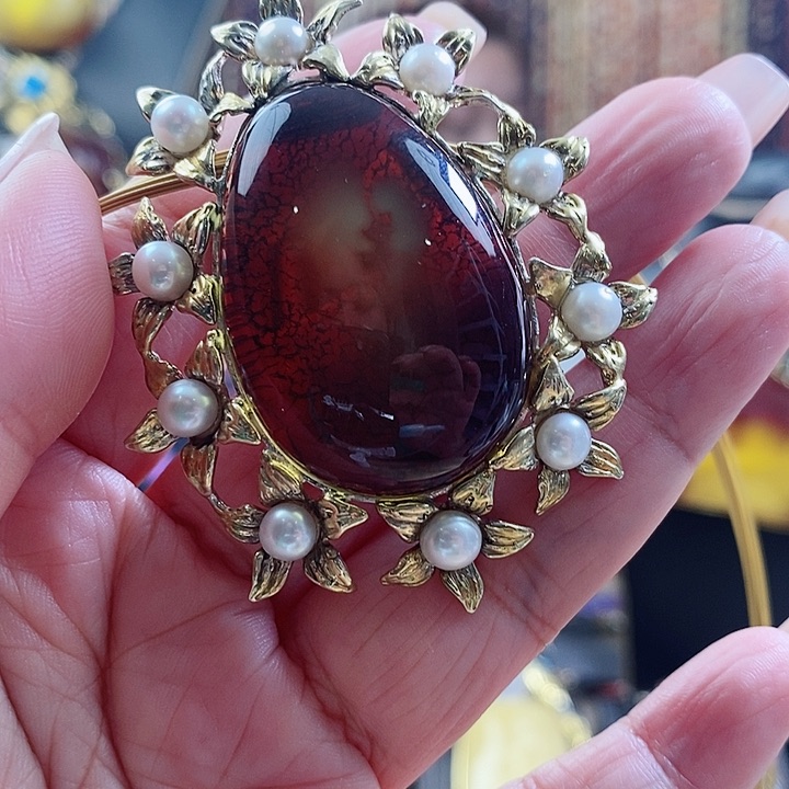 琥珀颈饰银S925镶嵌吊坠