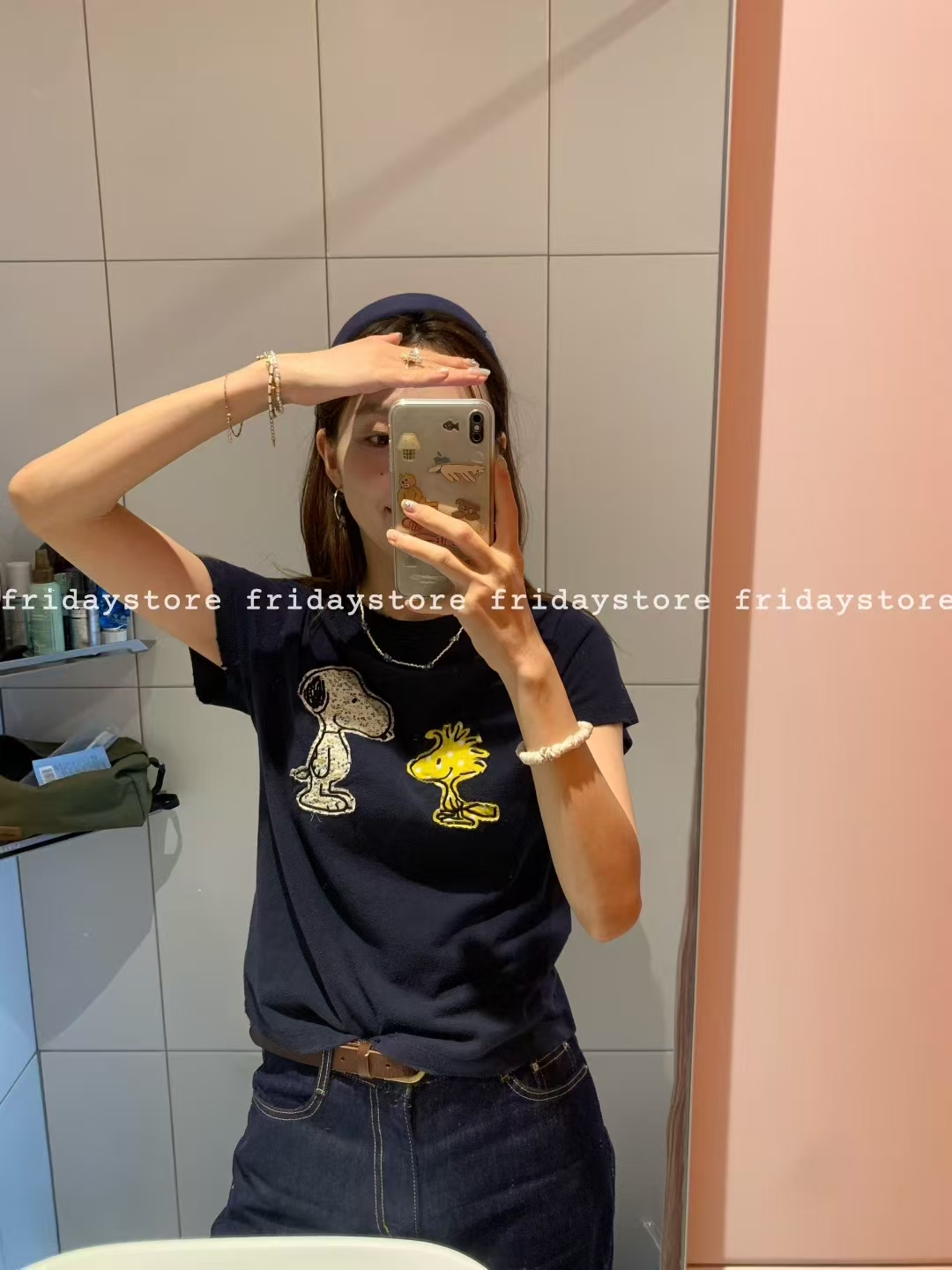 韩代no退no换卡通贴布磨毛T短袖