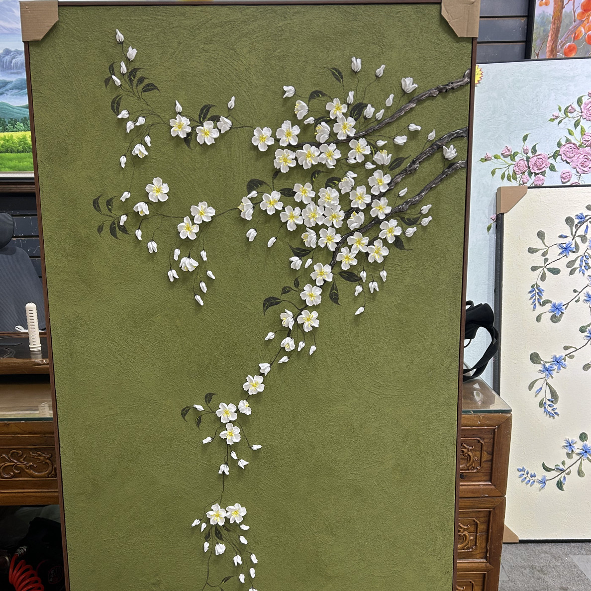 繁花似锦手绘原创立体油画餐厅卧室入户玄关客厅沙发背景墙挂画
