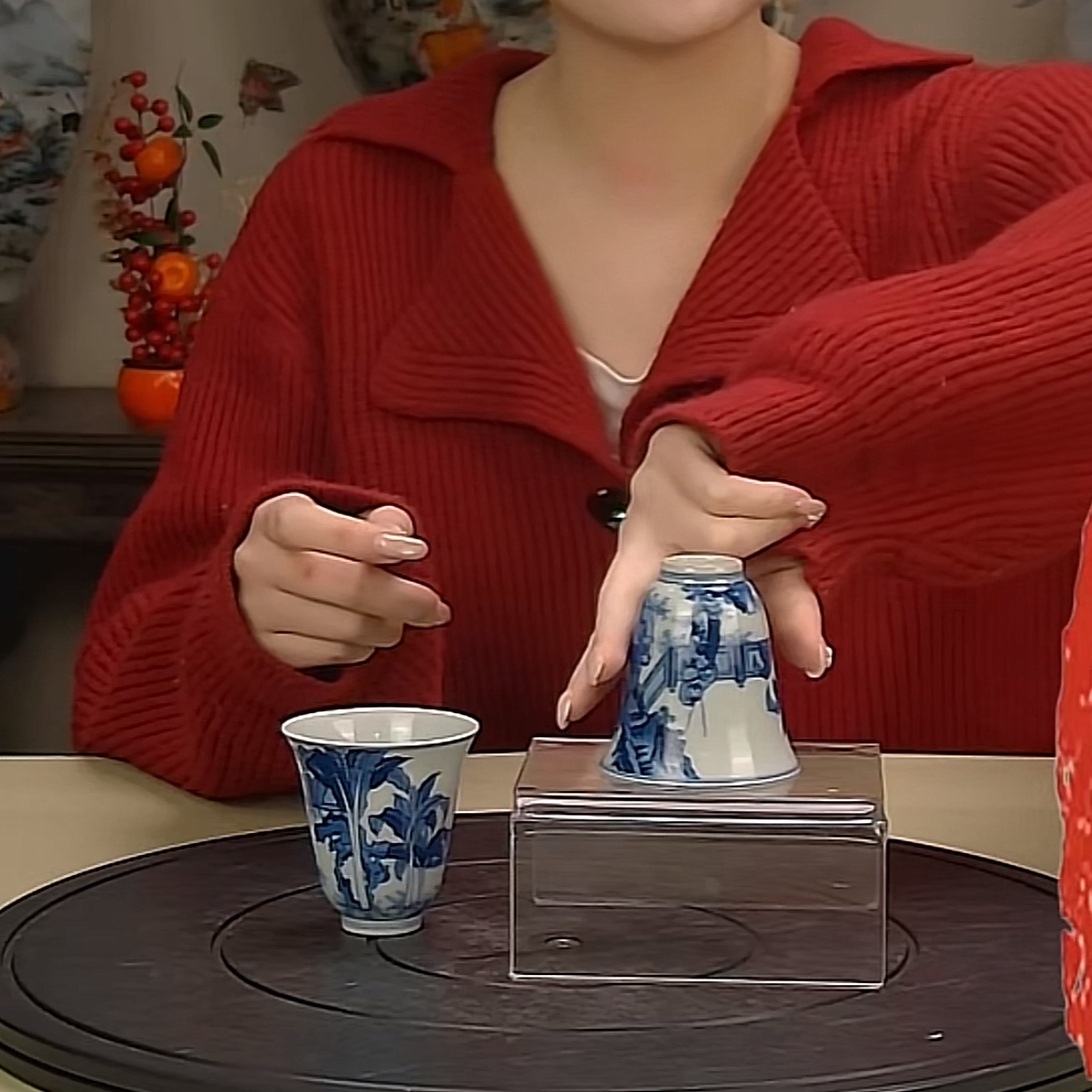 收藏/古玩清青花人物故事图铃铛杯