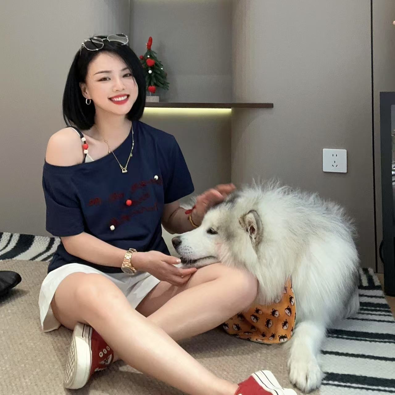 夏季串珠立体字母斜肩吊带短袖T恤5-5-18