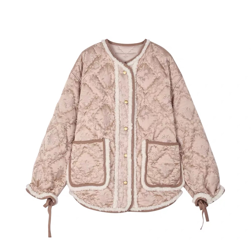 【S2117】古典风提花25冬季新宽松棉服上衣外套