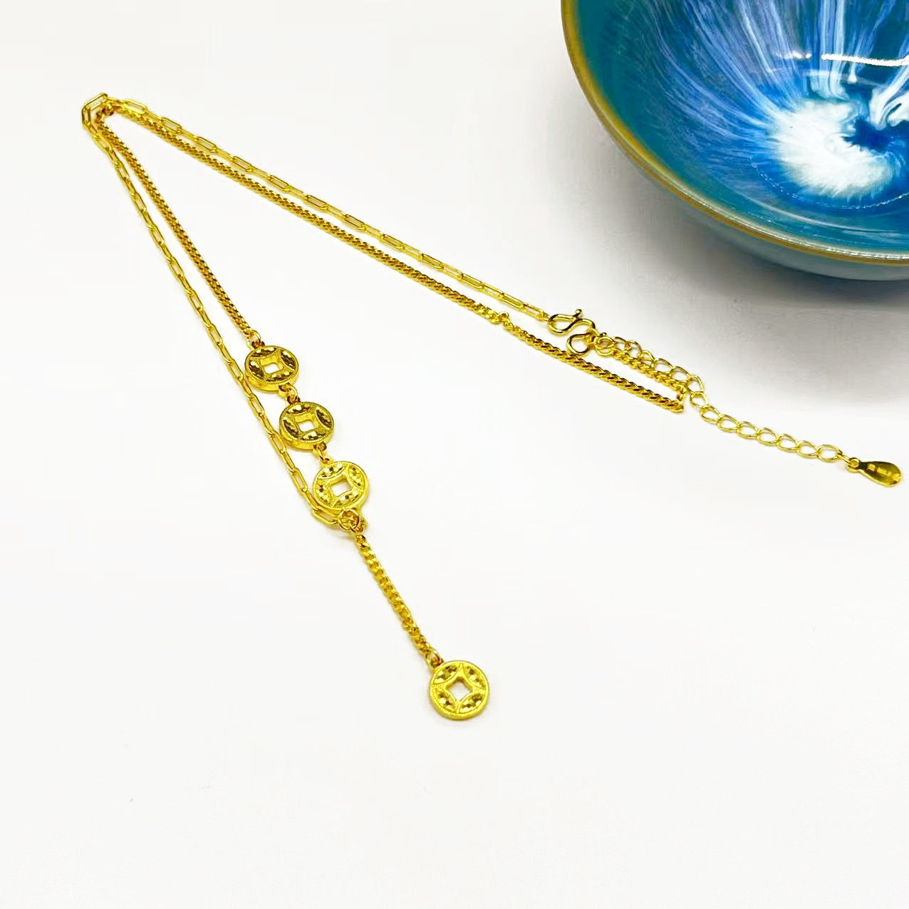 坠链均足银 金多多套链（简约时尚）