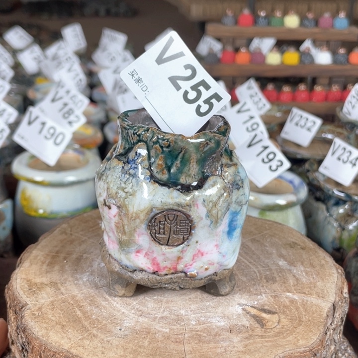 紫砂花盆孤品 不规则油画山石 老桩 内口3.5
