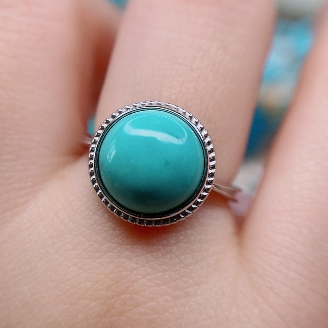 绿松石戒指银S925镶嵌