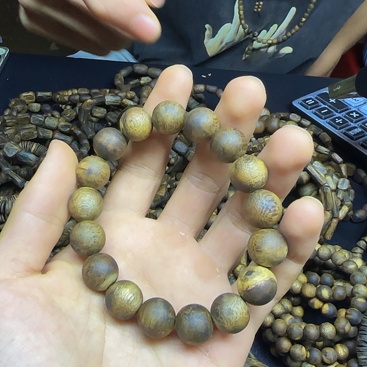 手串沉香落***海99分沉1.3圆珠14克加
