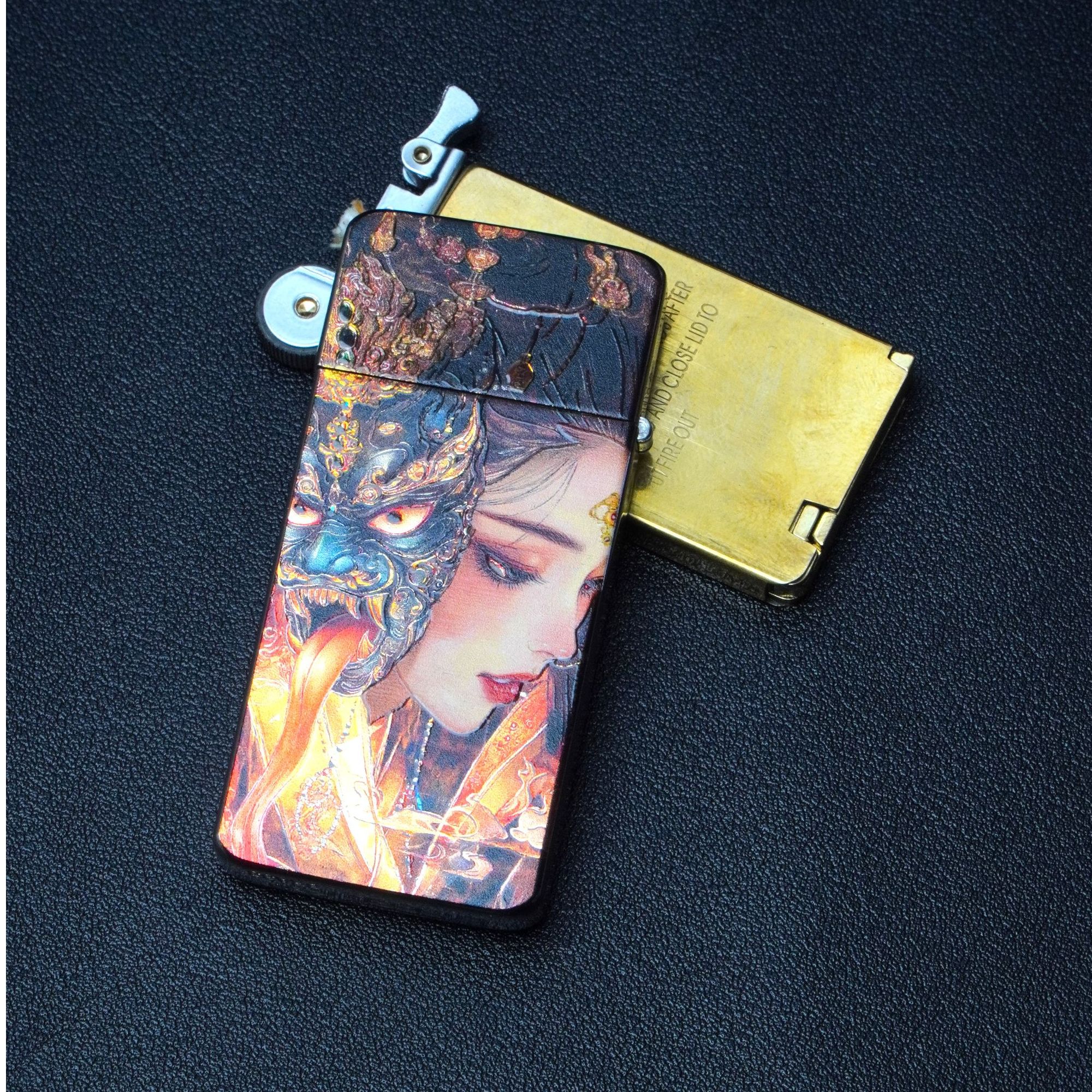 EIFFEL/埃菲尔E03扎基拉姆创意彩绘超薄卡片煤油打火机送男友礼物