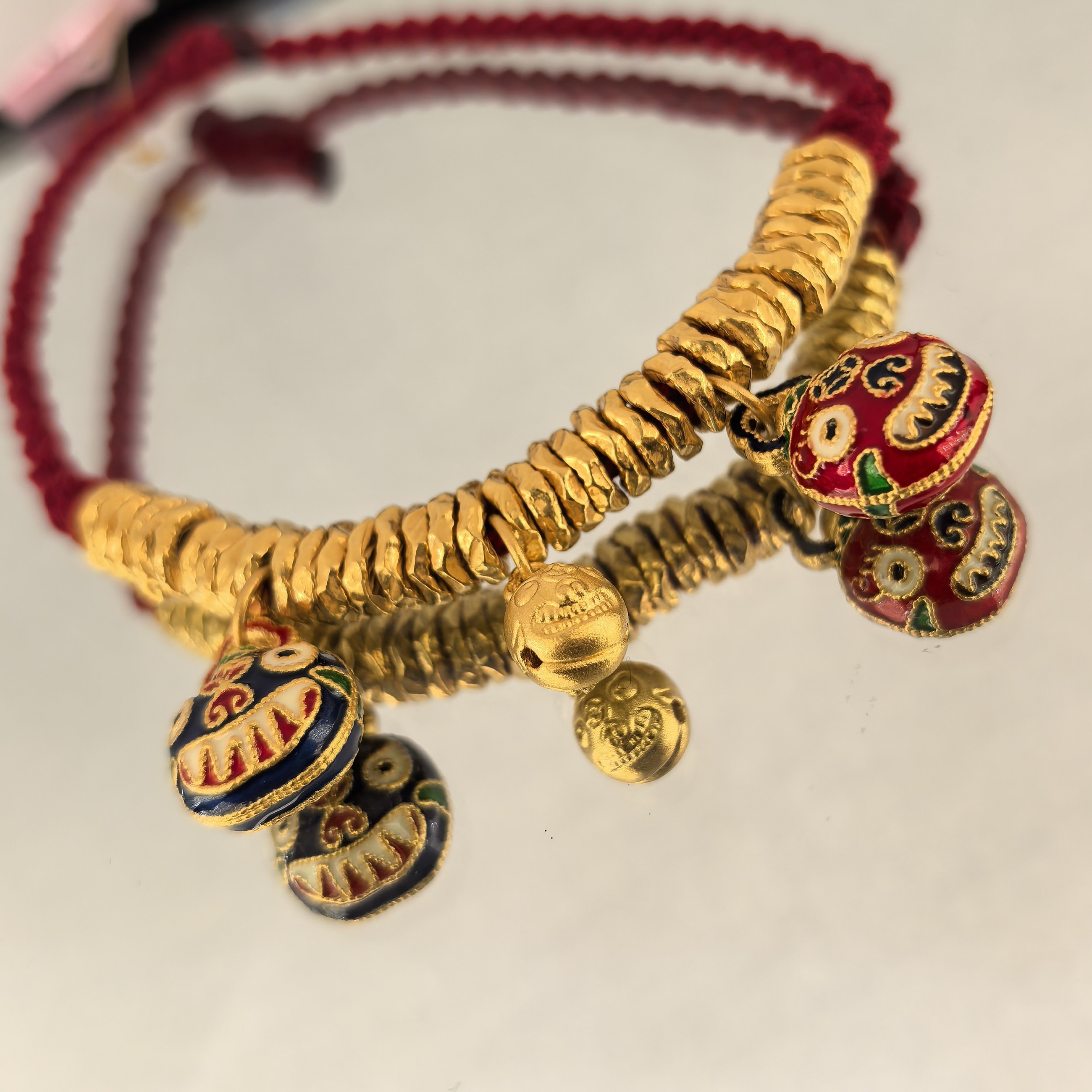 足金吞金兽一家三口盘缠手链（编织）