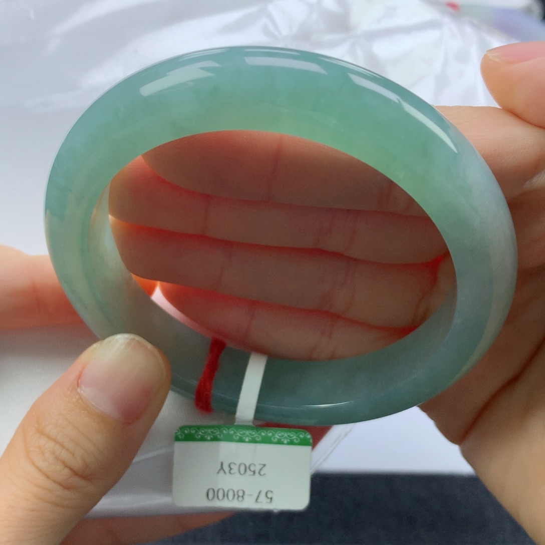 翡翠手镯未镶嵌缅甸天然翡翠A货57.5正