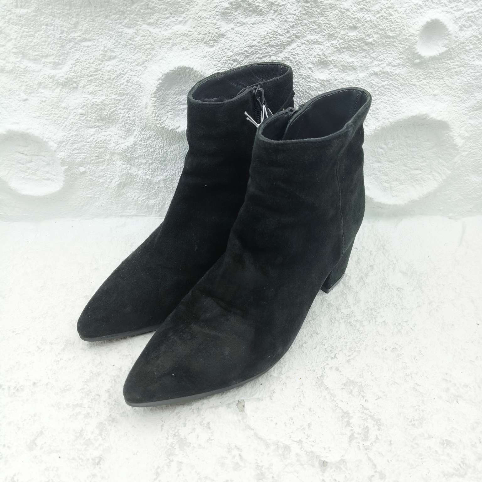 99新 StuartWeitzman 36.5码/尖头黑色短靴/非全新