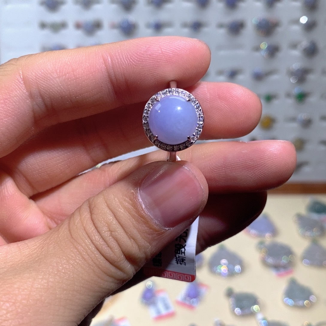 翡翠戒指银S925镶嵌胖*猫戒指