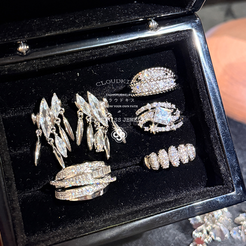 合金耳饰 时尚民族风OL镶嵌钻欧美女耳环CL014