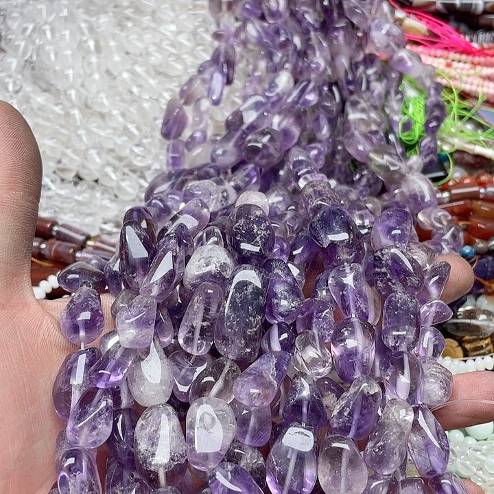 玛瑙/玉髓珠宝半成品合金一条12mm紫水晶