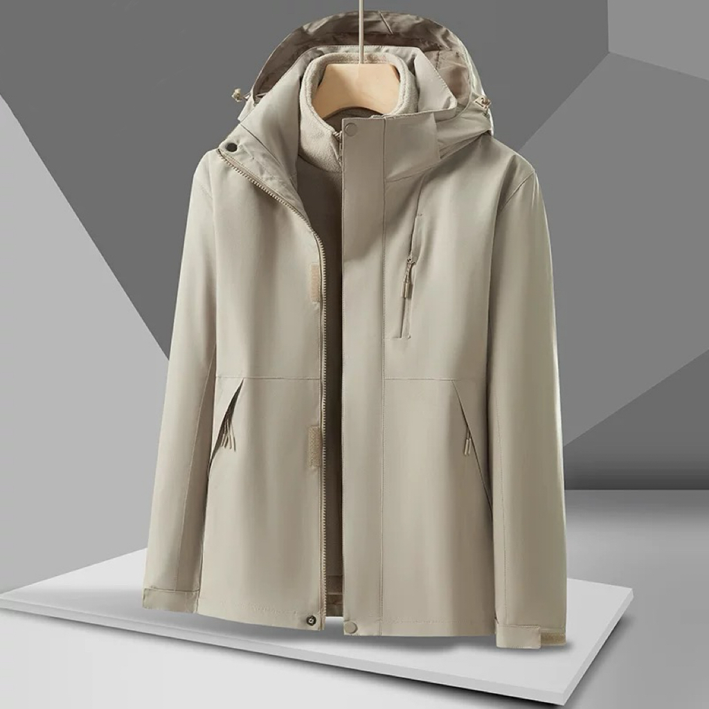 情侣冲锋衣可拆卸连帽防风工装--男女同款高性能三合一冲锋衣户外