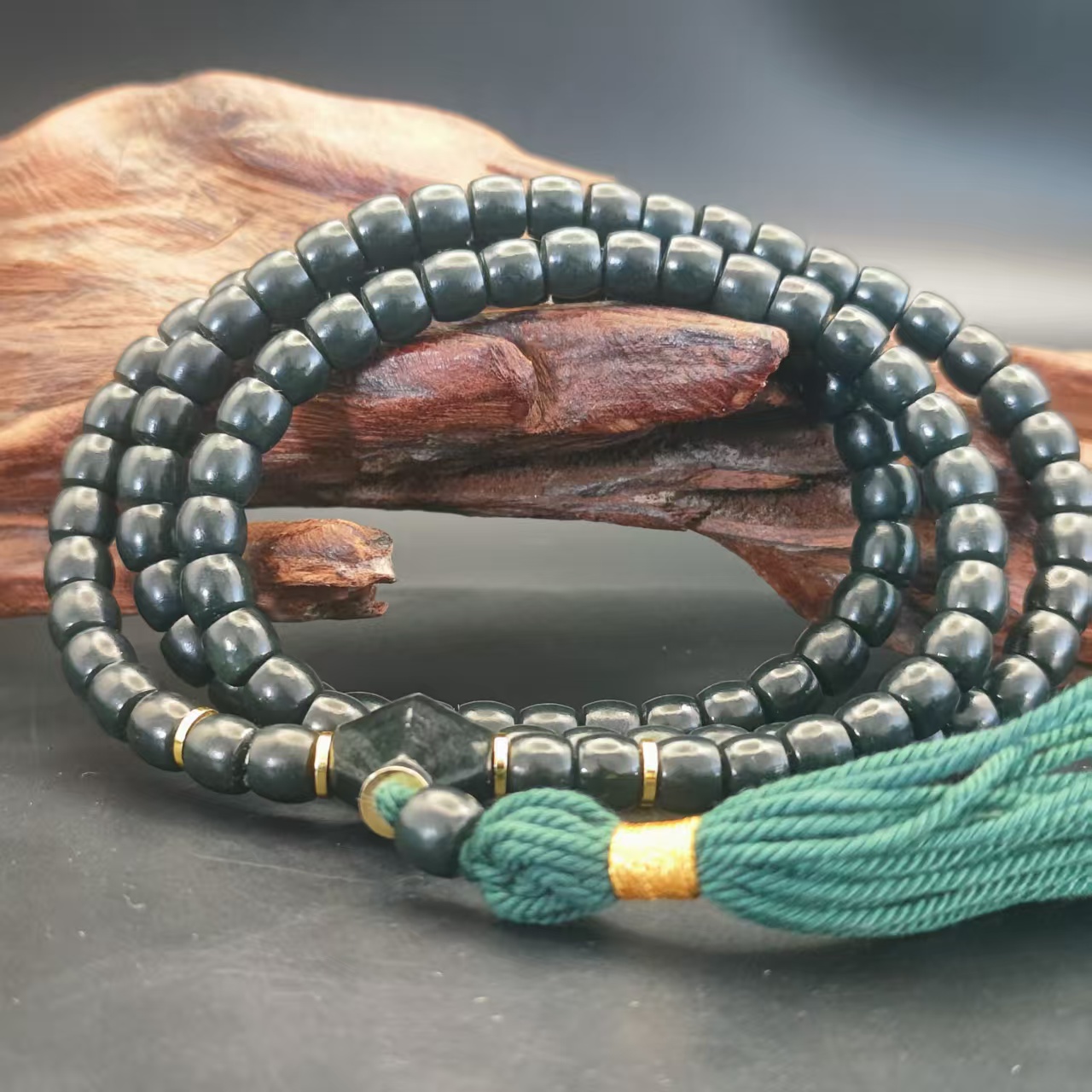 Q和田玉桶珠项链（108）1804