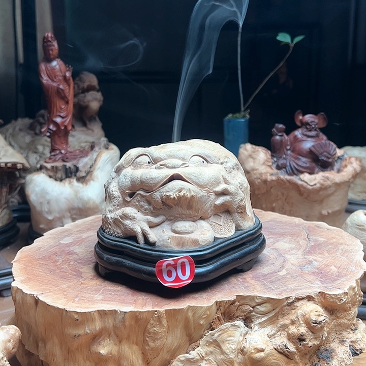 荔枝木不*纯手工雕刻金蟾香炉