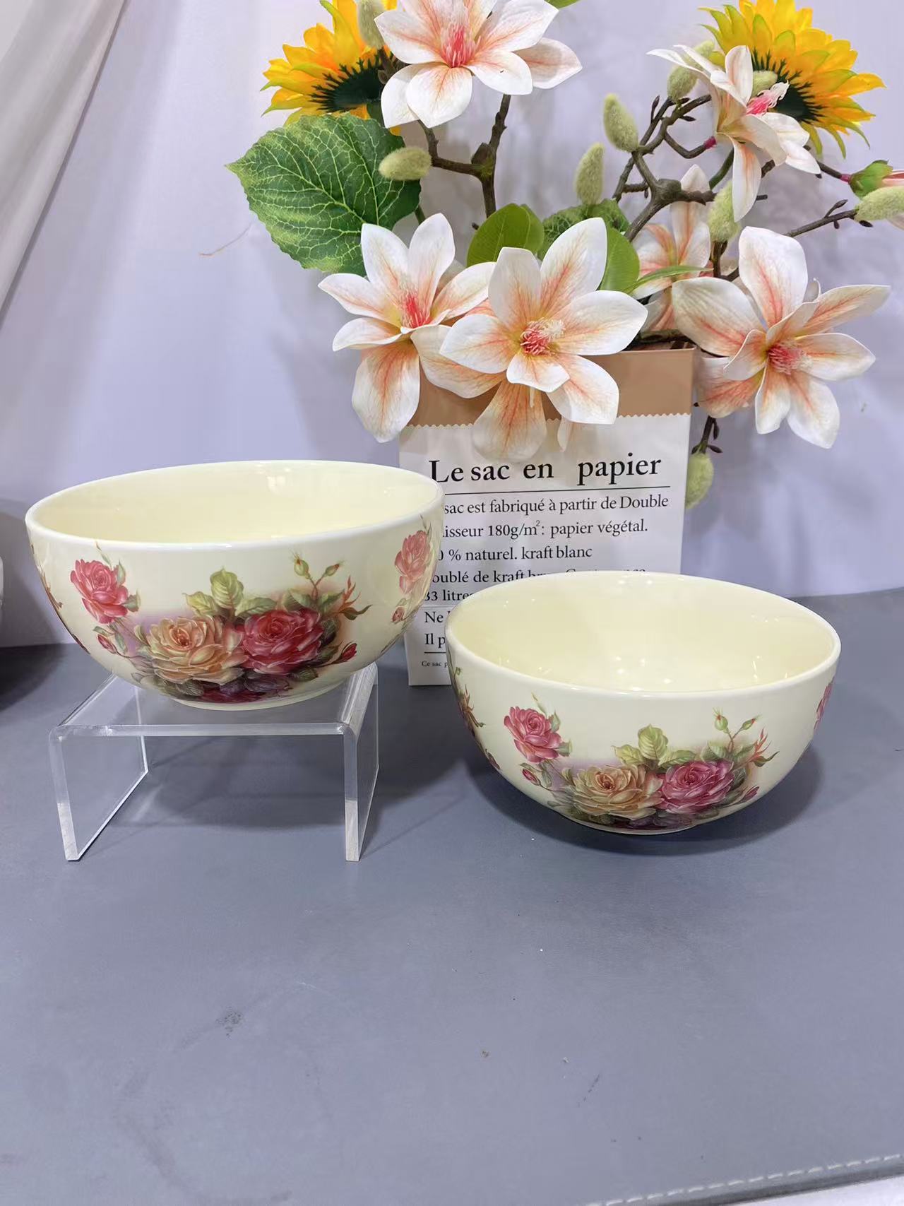 欧式老镇玫瑰6英寸大面碗2只装