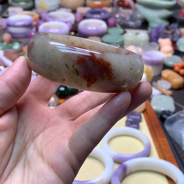 石英岩玉未镶嵌紫白49.5