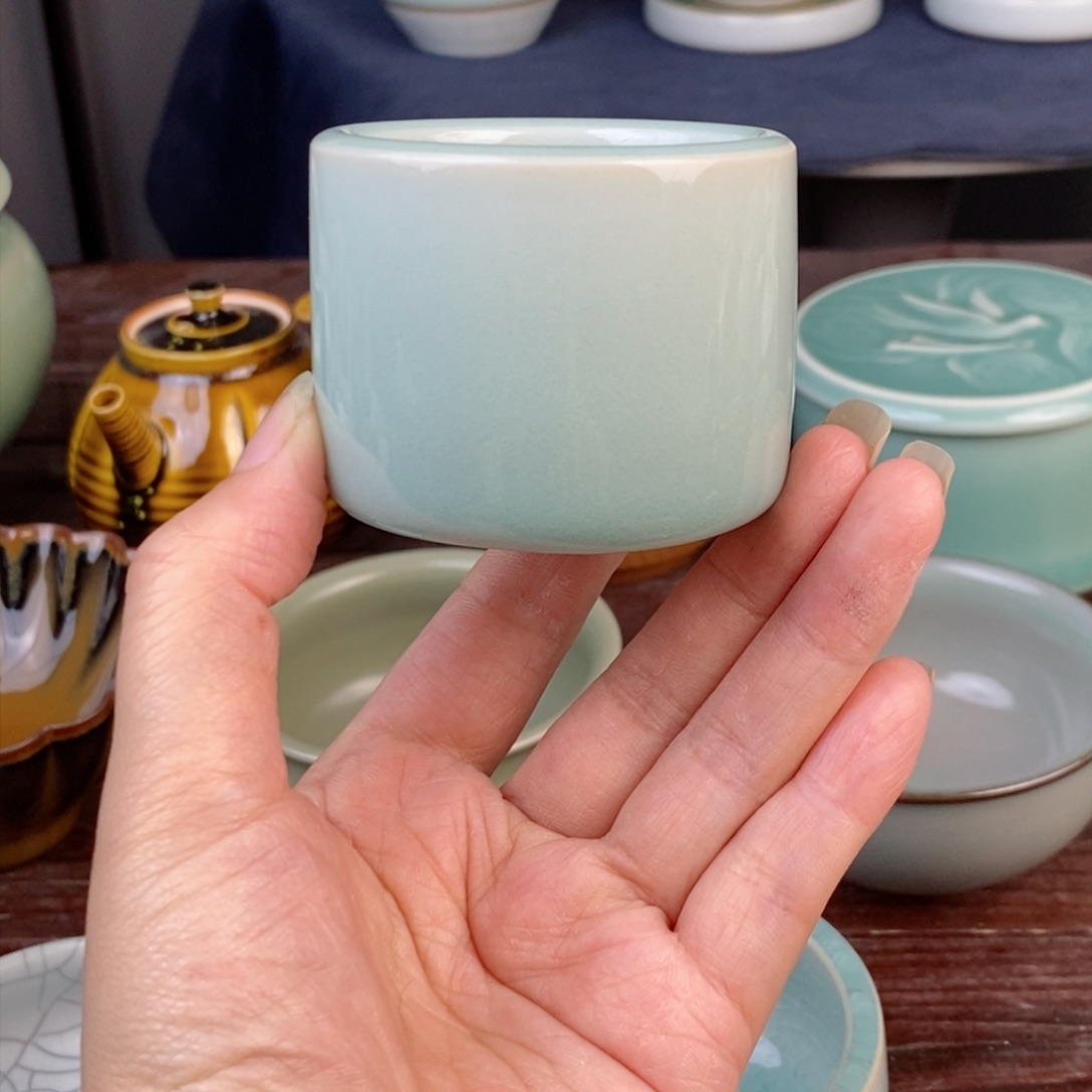 朱砂胎粉青釉 不开片 托烧