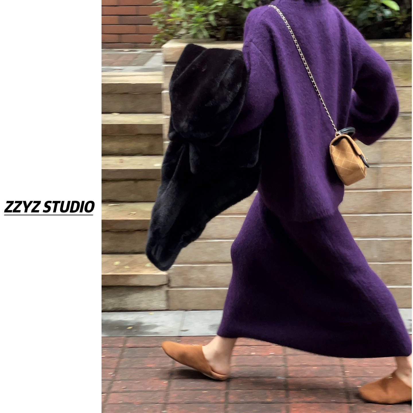 【ZZYZ】“暖秋可露丽”高比例兔毛圆领毛衣➕松紧腰半身裙慵懒套装