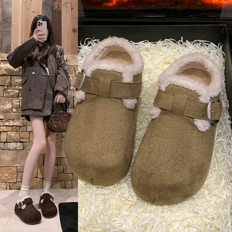 【嫂子专属】羊羔毛过冬棉鞋网红爆款内增高加绒保暖厚底勃肯鞋女