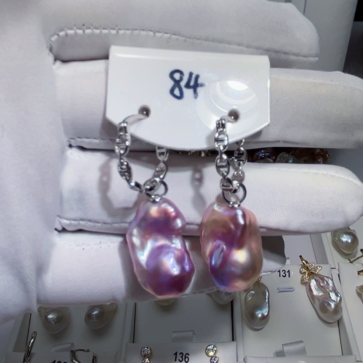 淡水珍珠耳饰银S925镶嵌飞**马