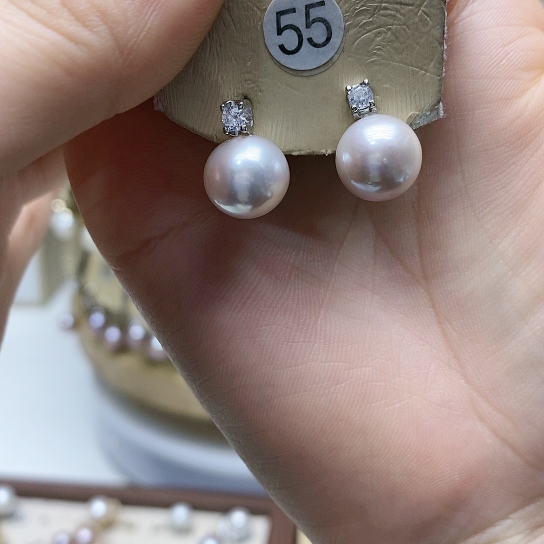 淡水珍珠耳饰银S925镶嵌