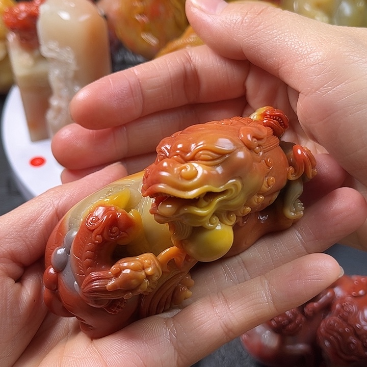 用***2寿山石手把件把玩件