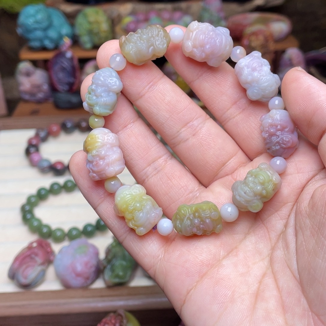 玛瑙/玉髓珠宝半成品未镶嵌盐源玛瑙财爷手串