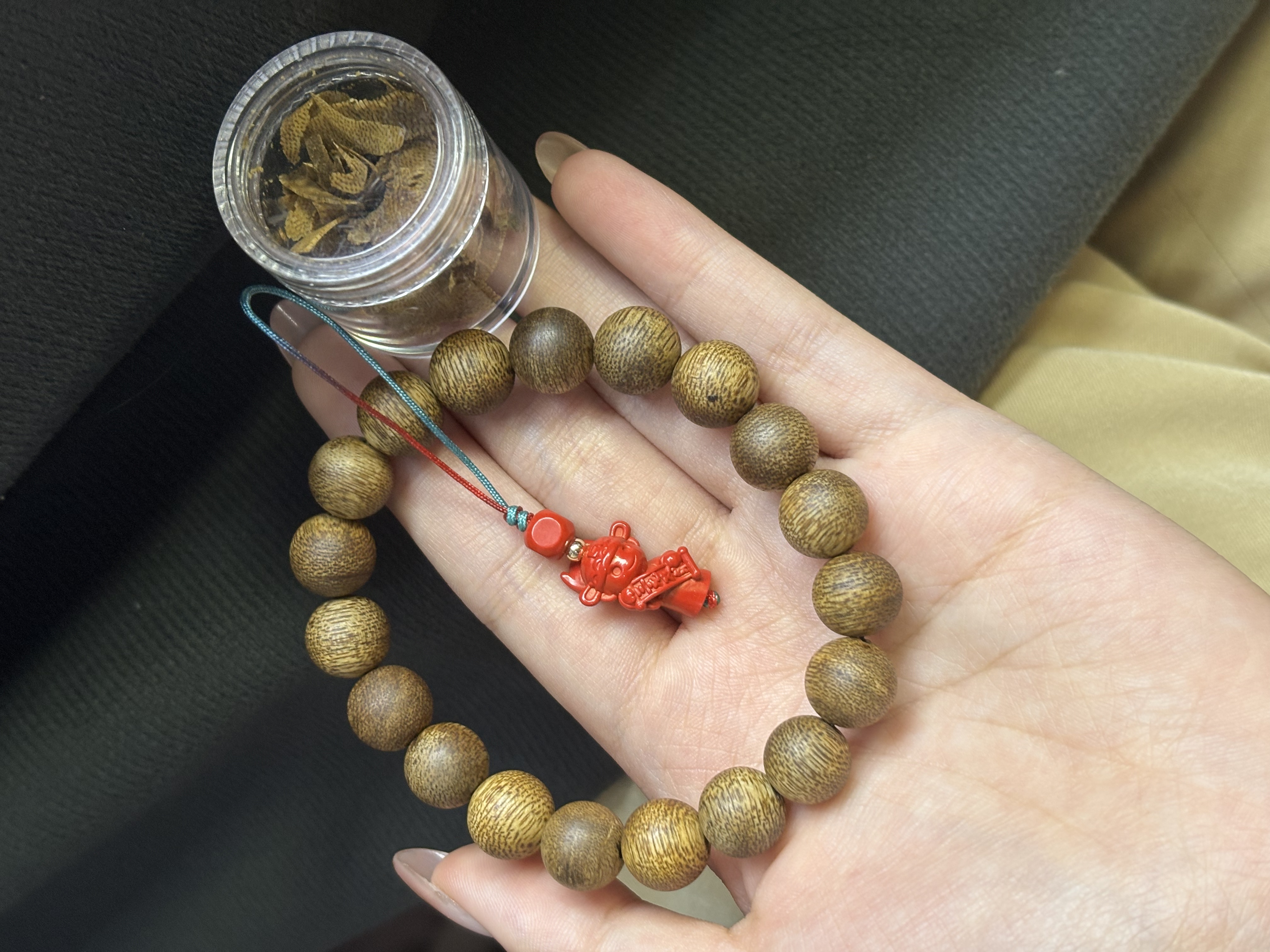 含辰砂工艺品朱砂（沉）10mm圆珠单圈手串
