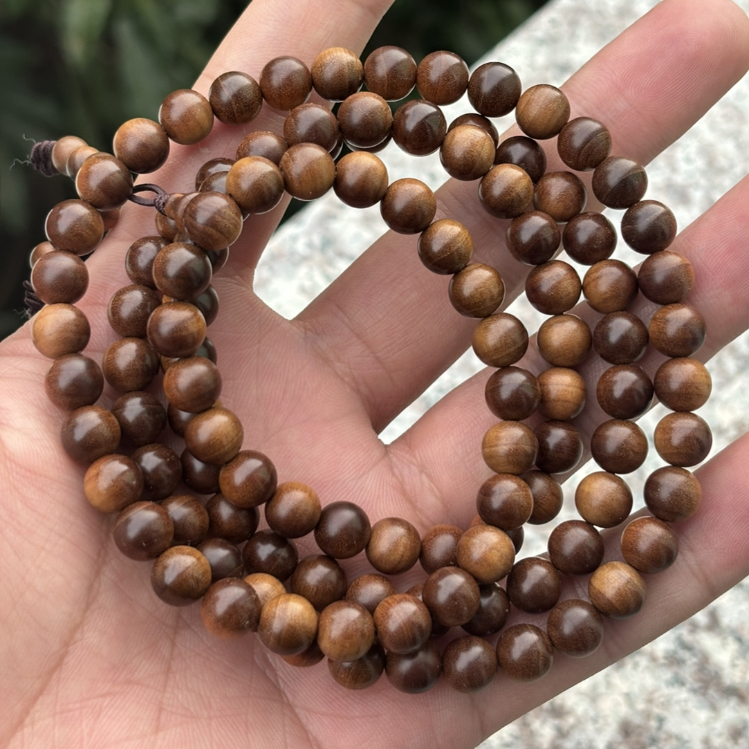 正区迈索尔老山檀香0.8*108颗黑肉虎皮沉水横纹