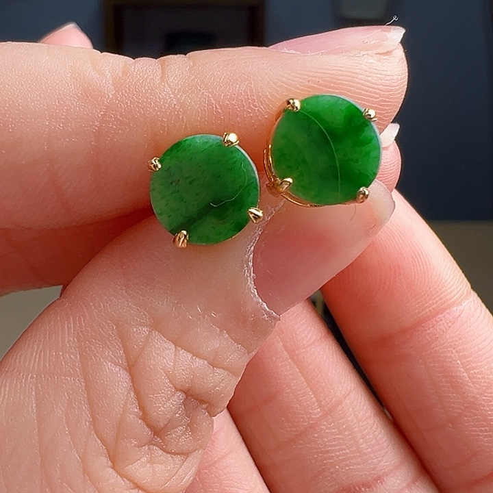 翡翠银S925镶嵌耳饰耳饰