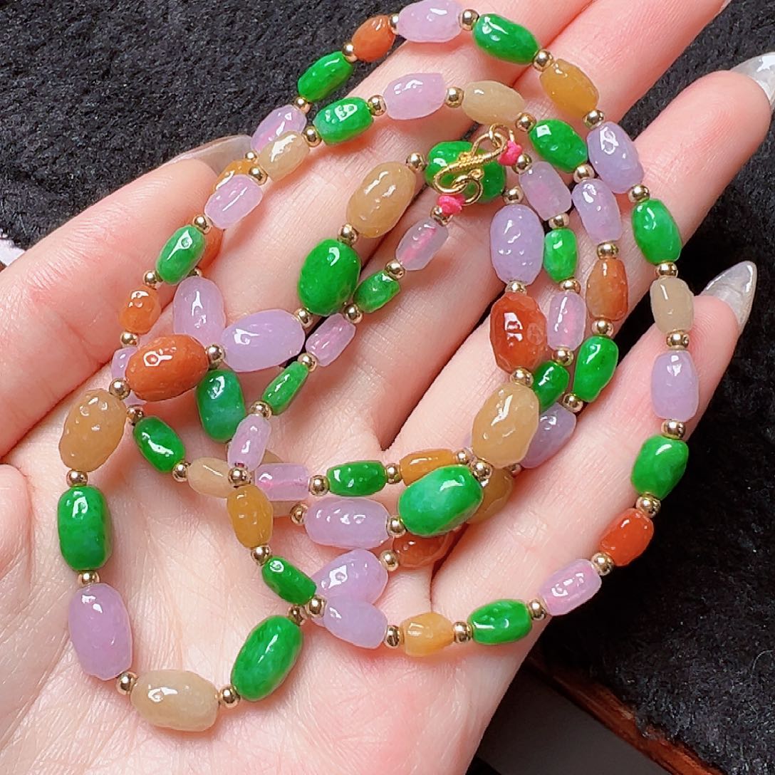 翡翠颈饰18K金镶嵌签收后24小时鉴赏期，过时不退