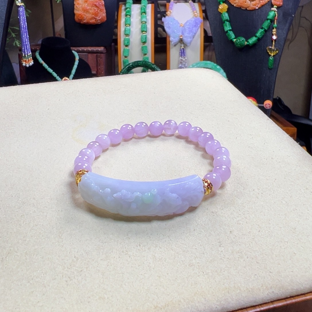 翡翠未镶嵌毛衣链凤凰手牌