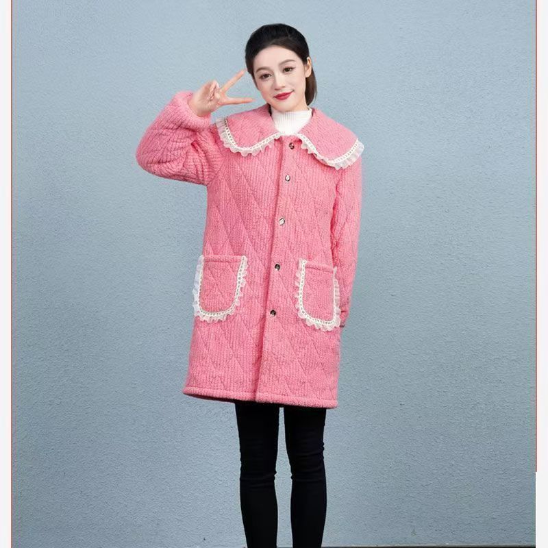 2025新款女装女装冬季中长款加厚加绒宽松保暖棉服外套罩衣